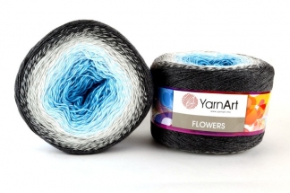 Пряжа YarnArt Flowers 251 (синий-голубой-белый-серый-т.серый)