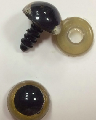 Глаз винтовой для игрушки 14 мм, бежево-черный, пластиковый на шайбе