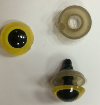 Глаз винтовой для игрушки 10 мм, бежево-черный, пластиковый на шайбе