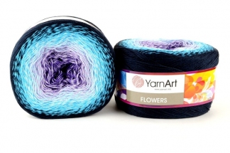 Пряжа YarnArt Flowers 254 (фиолет.-белый-голубой-черный)